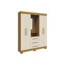 Ver imagem 6 de Guarda Roupa Solteiro 4 Portas e 3 Gavetas C/ 1 Espelho Emily Gold Nature/off White - Acp