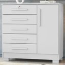 Ver imagem 2 de Comoda 5 Gavetas 1 Porta 99 cm Vitoria Branco Rudk