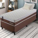 Ver imagem 1 de Conjunto Cama Box Solteiro Venice 88x188x60 Marrom/Branco c/Molas Ensacadas