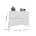 Ver imagem 4 de Cômoda Emilly Branco 4 Gavetas 1 Porta Móveis Canaã