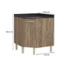 Balcão de Cozinha Modulado Canto Oblíquo Loá 1 Porta C/ Tampo 74.80cm Carvalho/cinza - Nicioli - 5