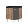 Balcão de Cozinha Modulado Canto Oblíquo Loá 1 Porta C/ Tampo 74.80cm Carvalho/cinza - Nicioli - 1