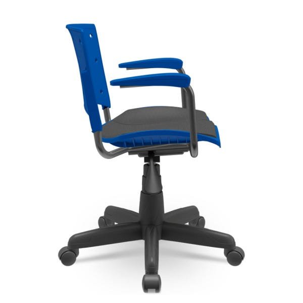 Cadeira Secretária Giratória Ergoplax com Braço Azul e Assento Estofado - 2