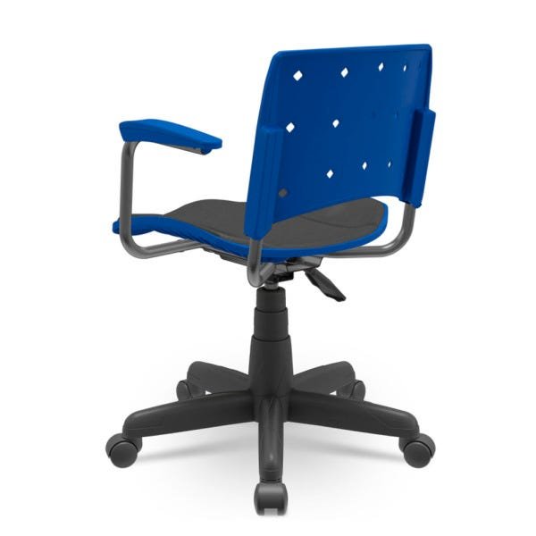 Cadeira Secretária Giratória Ergoplax com Braço Azul e Assento Estofado - 4