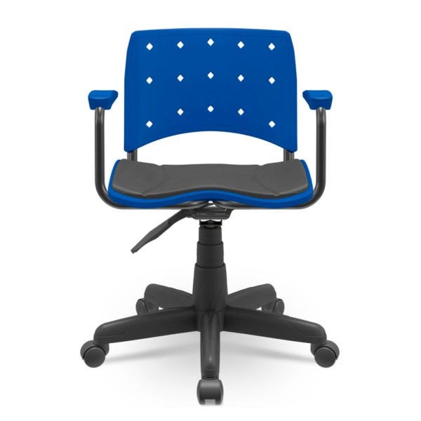 Cadeira Secretária Giratória Ergoplax com Braço Azul e Assento Estofado - 3
