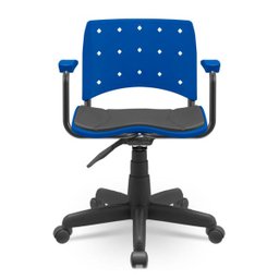 Cadeira Secretária Giratória Ergoplax com Braço Azul e Assento Estofado - 3