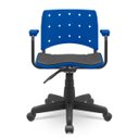 Ver imagem 3 de Cadeira Secretária Giratória Ergoplax com Braço Azul e Assento Estofado