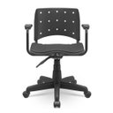 Ver imagem 4 de Cadeira Secretária Giratória Ergoplax com Braço Preta e Assento Estofado