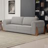Sofá Living Bloom 200cm 03 Lugares com Pés de Madeira Bouclê Cinza - Desk Design - 2
