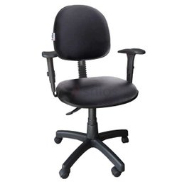 Cadeira Executiva Ergonômica Giratória Couro Ecológico Preto com Braços Regulável - 1