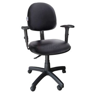 Cadeira Executiva Ergonômica Giratória Couro Ecológico Preto com Braços Regulável