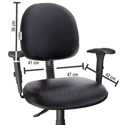Cadeira Executiva Ergonômica Giratória Couro Ecológico Preto com Braços Regulável - 2