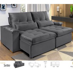 Sofá Retrátil e Reclinável Montes Matos SETE 4 lugares 250cm:Cinza - 2