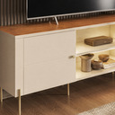 Ver imagem 5 de Rack para TV Ate 75' 2 Portas Brasilia Off White/Canela Mobler