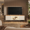 Ver imagem 1 de Rack para TV Ate 75' 2 Portas Brasilia Off White/Canela Mobler