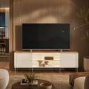Ver imagem 6 de Rack para TV Ate 75' 2 Portas Brasilia Off White/Canela Mobler