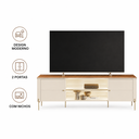 Ver imagem 4 de Rack para TV Ate 75' 2 Portas Brasilia Off White/Canela Mobler