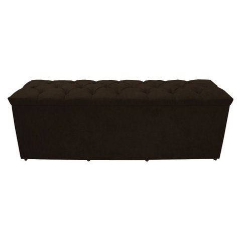 Calçadeira Baú Paris King 195 Cm Botão Strass Suede Marrom do Lar Móveis