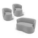 Ver imagem 1 de Kit 2 Poltronas e 1 Namoradeira Aisha Orgânica Bouclê Cinza Claro - Desk Design