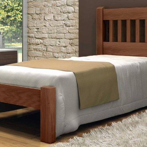 Cama de Solteiro Lisboa de Madeira Angelim Castanho