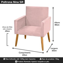 Poltrona para Penteadeira Camarim Nina Veludo Rosê Rosa - 5