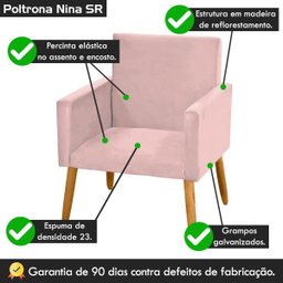 Poltrona para Penteadeira Camarim Nina Veludo Rosê Rosa - 4