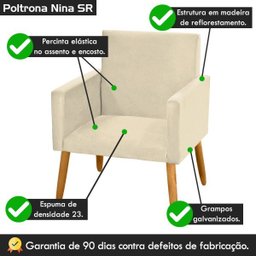 Poltrona para Decoração Clínica Consultório Nina Tecido Sintético Bege - 4
