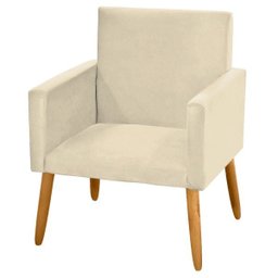 Poltrona para Decoração Clínica Consultório Nina Tecido Sintético Bege - 2