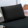 Lençol Preto para Cama Solteiro Liso 2 Peças Lençol de Baixo com Elástico e Fronha - 2