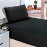 Lençol Preto para Cama Solteiro Liso 2 Peças Lençol de Baixo com Elástico e Fronha - 1