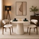 Ver imagem 4 de Mesa de Jantar Cone Redondo 140 cm Tampo Mármore Taj Mahal Base Laca Off White
