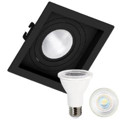 Kit 15x Spot Embutido Recuado Mr16 Preto + Lâmpadas 2700K - 1 Kit 15x Spot Embutido Recuado Mr16 Preto + Lâmpadas 2700K - 1