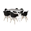 Ver imagem 2 de Mesa Jantar Industrial Retangular Branca 137x90cm Base V Ferro Branco com 6 Poltronas Eames Preta Ma