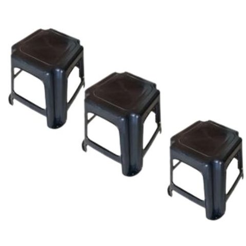 Kit 3 Bancos Plástico Banquinho Preto Infantil 34cm