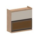 Ver imagem 1 de Armário Aéreo 80cm 2 Portas Basculantes 1 de Vidro Moderna Bertolini Areia Carvalho