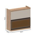 Ver imagem 4 de Armário Aéreo 80cm 2 Portas Basculantes 1 de Vidro Moderna Bertolini Areia Carvalho