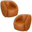 Ver imagem 1 de Kit 2 Poltronas Decorativa para Sala 90cm Tressê Zion M22 Sintético Caramelo - Mpozenato