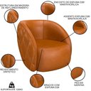 Ver imagem 3 de Kit 2 Poltronas Decorativa para Sala 90cm Tressê Zion M22 Sintético Caramelo - Mpozenato