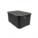 Ver imagem 5 de Cesto Caixa Organizadora Rattan de Plástico Resistente Médio com Tampa Capacidade 8 Litros Cor: