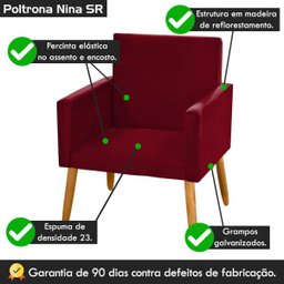 Poltrona para Quarto de Menina Nina Suede Vinho Bordô - 4
