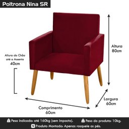 Poltrona para Quarto de Menina Nina Suede Vinho Bordô - 5