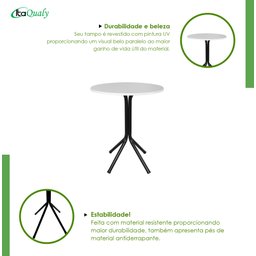 Mesa Bistrô Baixa Estrutura Aço Tampo Mdf Cozinha Bar Redonda Branca - 4