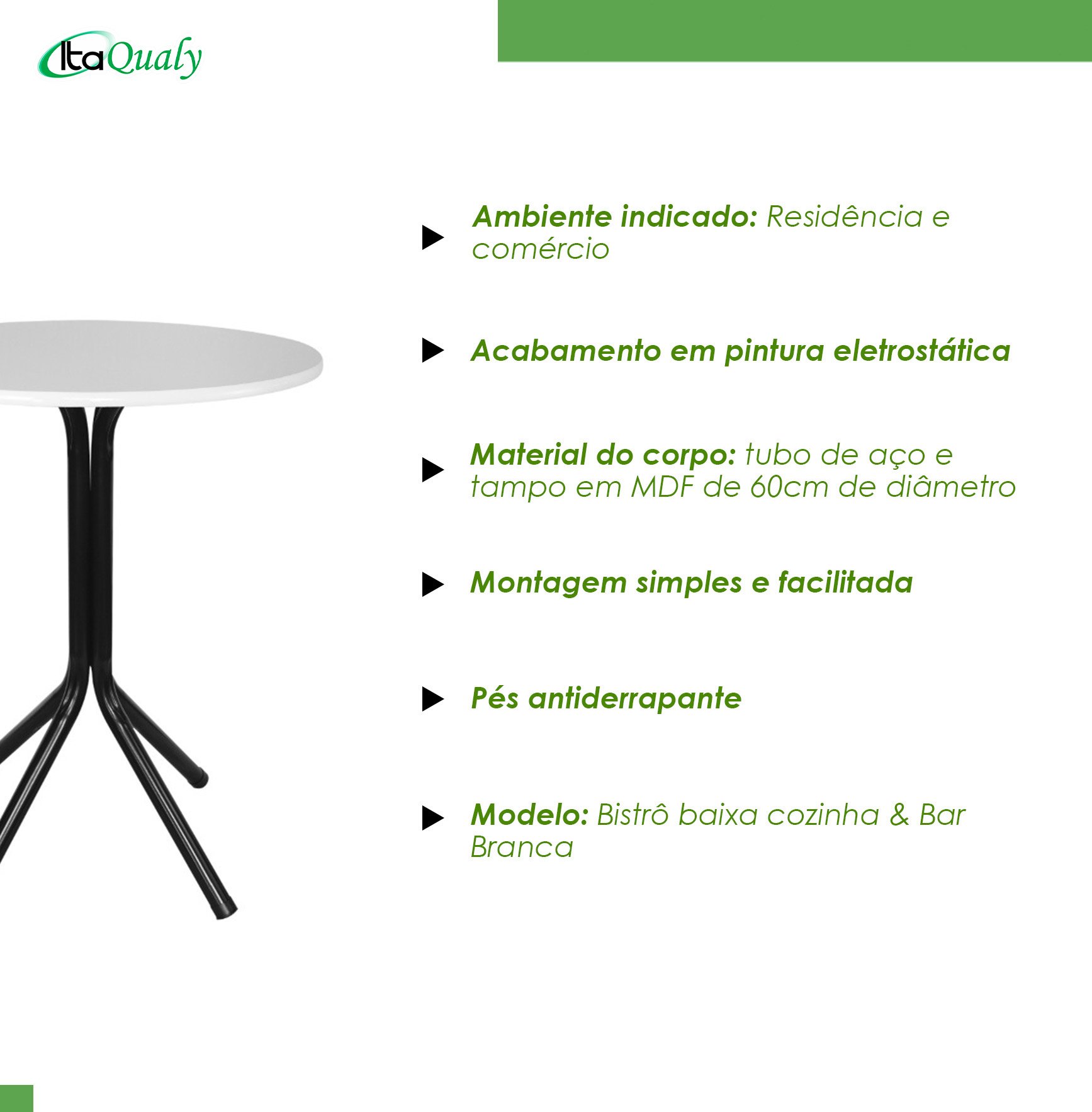 Mesa Bistrô Baixa Estrutura Aço Tampo Mdf Cozinha Bar Redonda Branca - 5