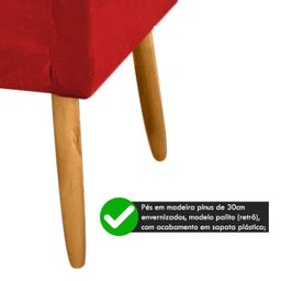 Poltrona para Penteadeira Camarim Nina Suede Vermelho - 3