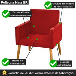 Poltrona para Penteadeira Camarim Nina Suede Vermelho - 4