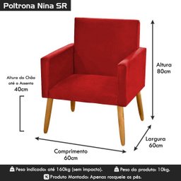 Poltrona para Penteadeira Camarim Nina Suede Vermelho - 5