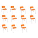 Ver imagem 1 de Kit 11 Cadeiras Infantil Iso, Escola, Base Branco- Laranja