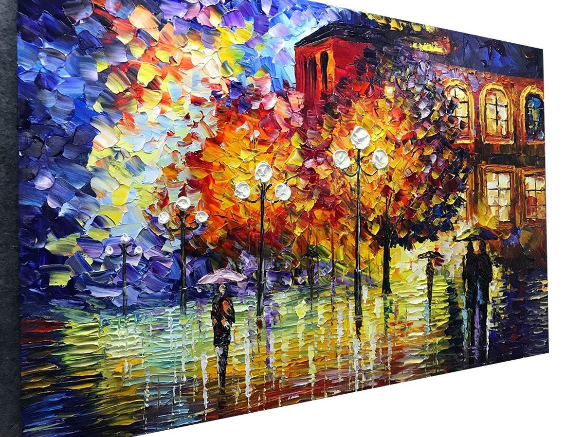 Quadro Pintura Tela colorida igreja abstrata acrílica 5398: 70cm (A) x 100cm (L) - 3