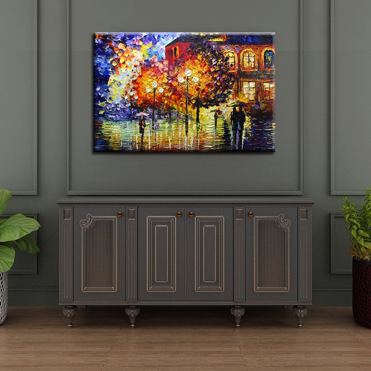 Quadro Pintura Tela colorida igreja abstrata acrílica 5398: 70cm (A) x 100cm (L) - 1