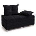 Ver imagem 1 de Puff Cama Dobravel 130cm Casal com Rodízios e Almofadas Cor: Suede Preto